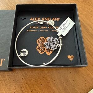 Alex and Ani Silver Clover Charm Bracelet